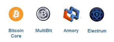 Bitcoin Core, MultiBit, Armory  Electrum